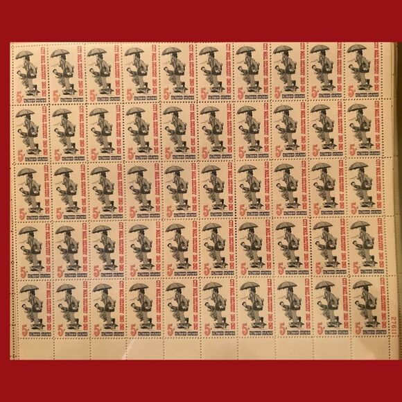 MNH 1963  City Mail Delivery 1863-1963 Sheet of 50 5c Stamps Scott #1238 - Picture 2 of 2